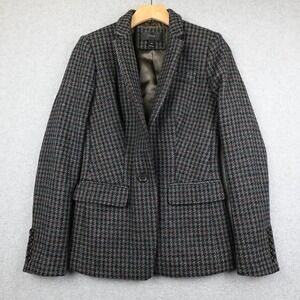 J.Crew Regent Wool Blazer Size 00 Houndstooth Gray Multicolor Career Office